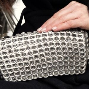WALLESKA ECOCHIC Silver Pop Tab Clutch Handmade Eco Sustainable Bag